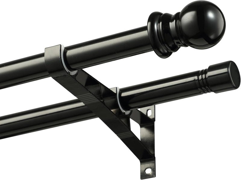 SOMUNS Double Curtain Rod 72 to 144 Inch, Blackout Curtain Rods for Windows with Heavy Duty Snap-On Bracket, 1 inch Stainless Steel Dual Rods for Drapes and Curtains, Adjustable Sections, Decorative Finals - Image 1